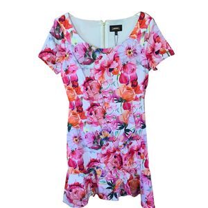 NWT Alexia Admor Floral Ruffle Dress Heavy Cotton Stretch Ladies 6